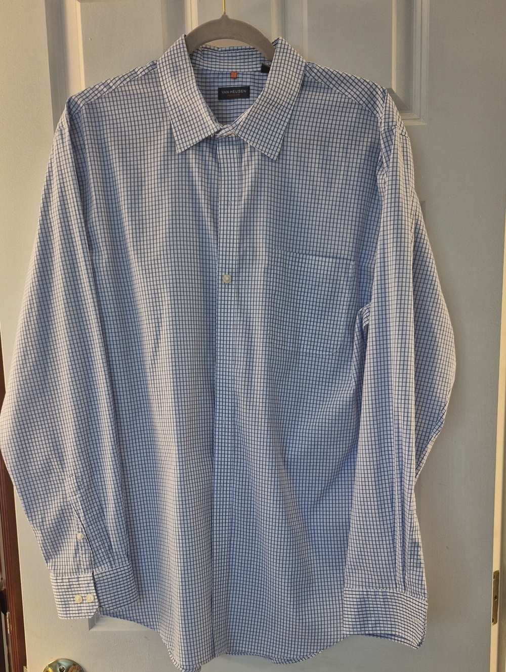Van Heusen Men’s Blue Windowpane Dress Shirt